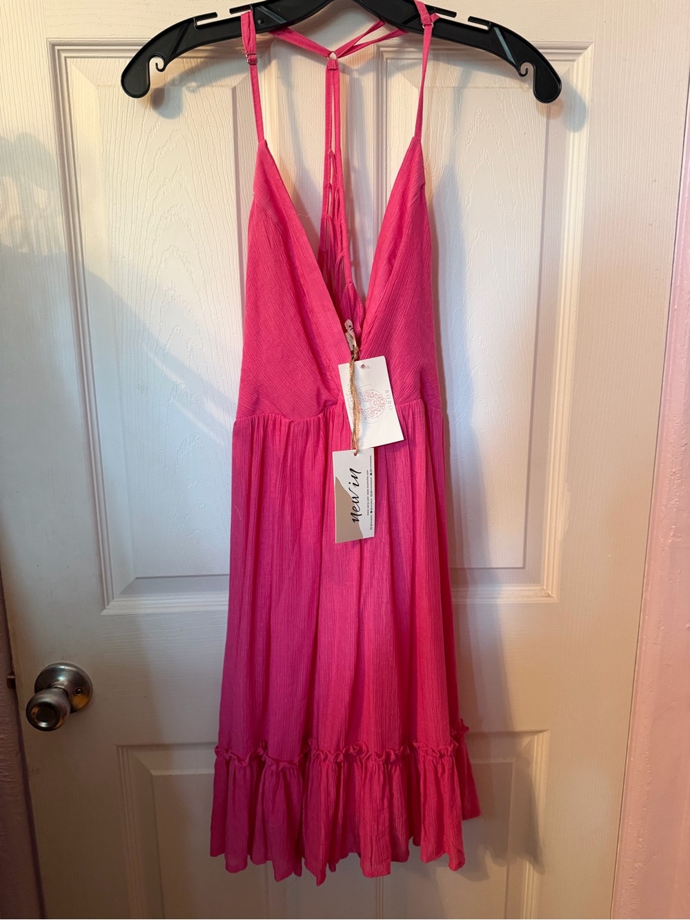Women's Pink Mini Sundress with Ruffle Hem